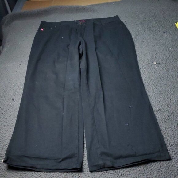 Woman Within Denim Jeans Womens Plus Size 28W 48x31 Natural Fit Black Cotton - Picture 1 of 8